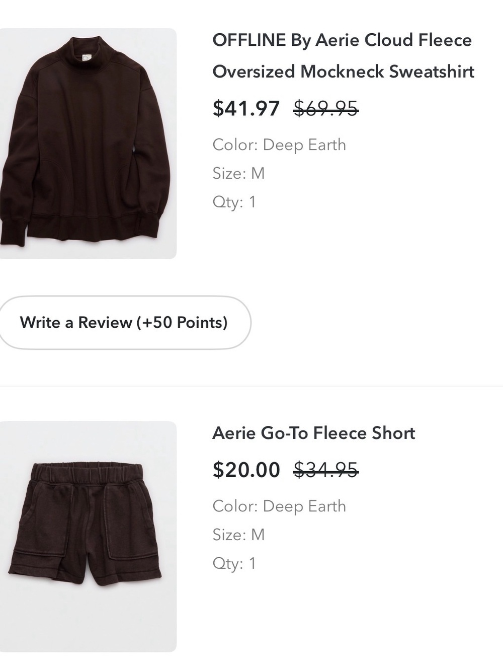 aerie Go-To Fleece Shorts — Deep Earth (Brown)